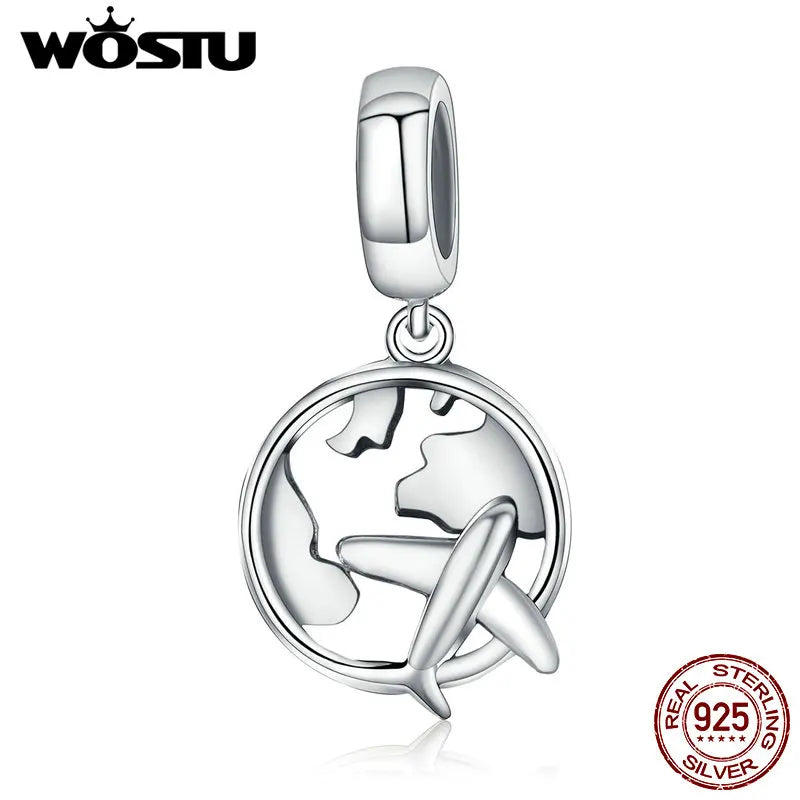 WOSTU 925 Sterling Silver Bee Dreamcatcher Wings Bead Charm Pendant Fit Original Bracelet Bangle Women DIY Fine Jewelry