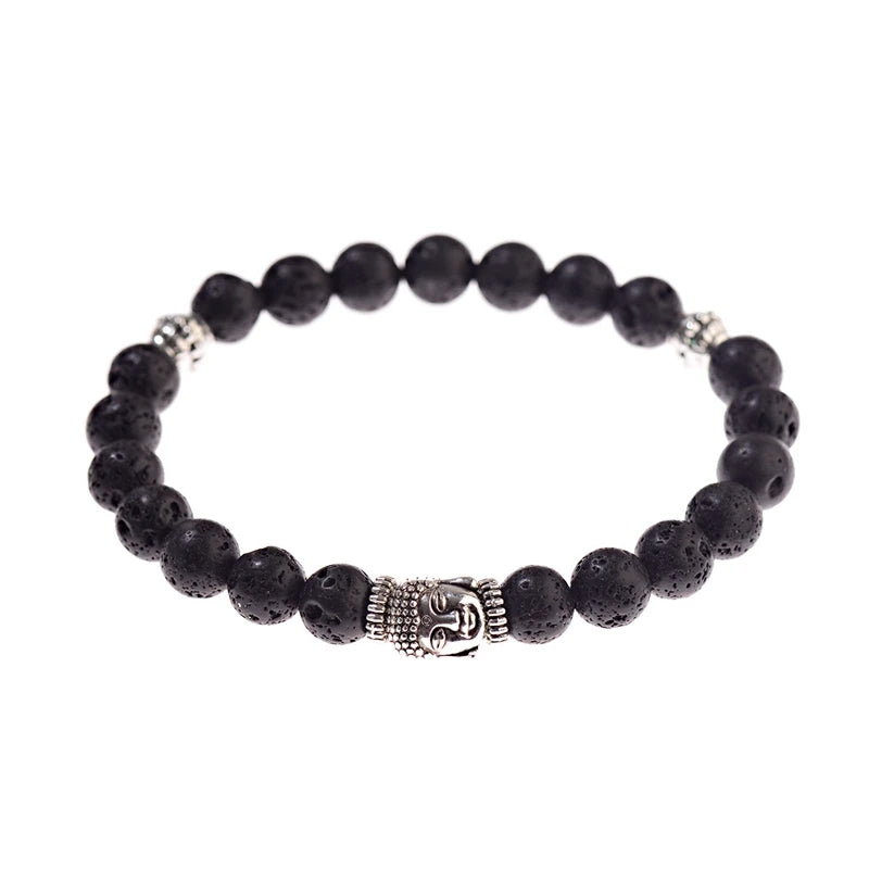 Buddhism Yoga Balance Bracelet Men Bileklik Black Matte Natural Stone Beads Bracelet for Women Braclet Jewelry AB216