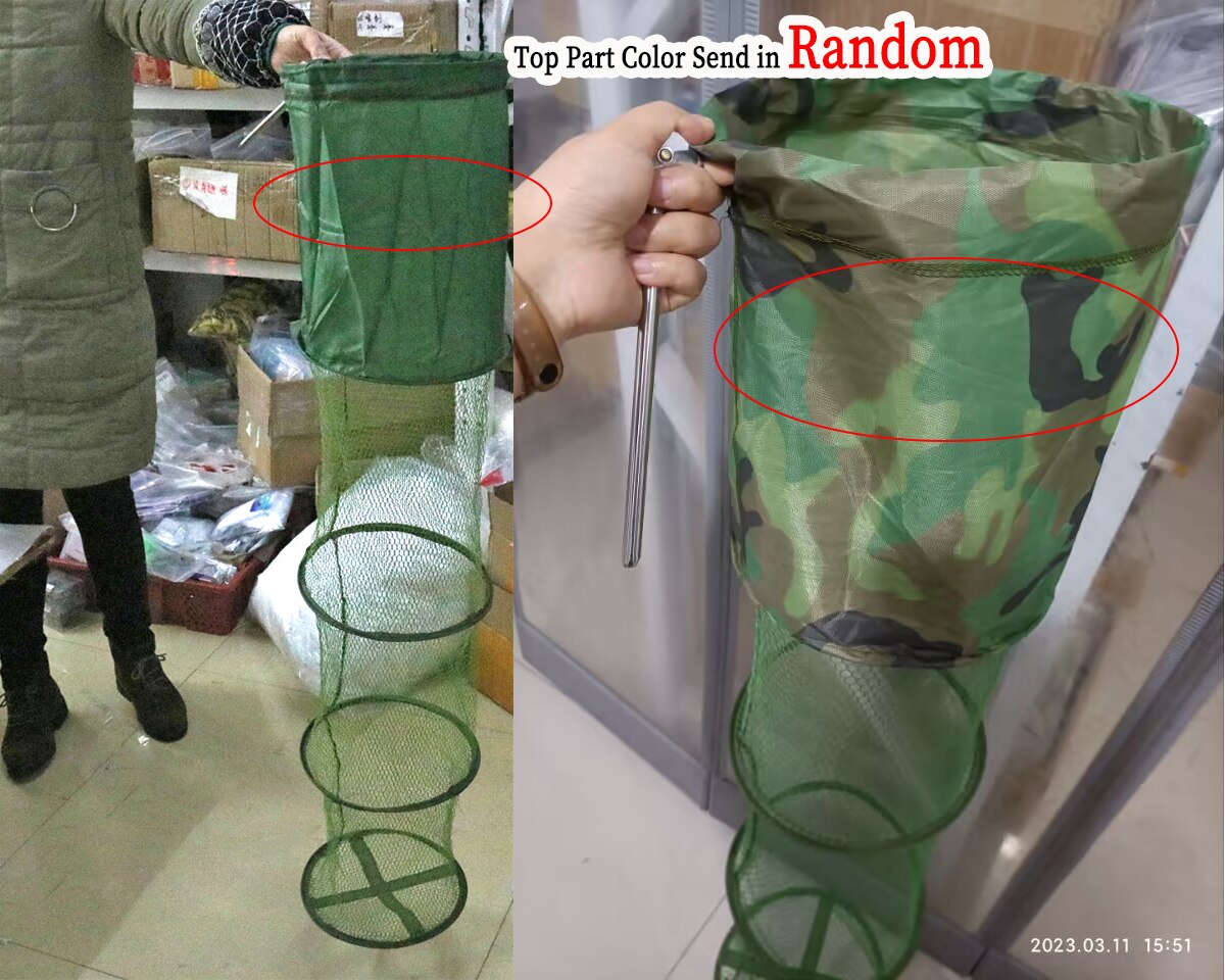 JIGEECARP 1pc Mini Panfish Fishing Keep Net Collapsible Fish Shrimp Dip Net Cage Fish Keeper Mesh Creel Fishing Tools