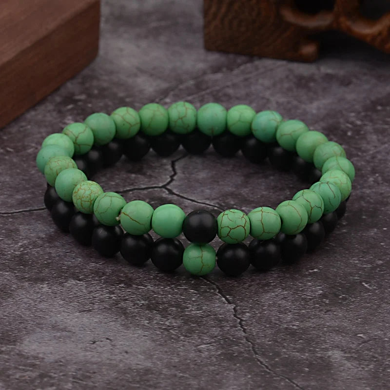 Couples Distance Bracelet Natural Wood Stone White and Black Yin Yang Beaded Bracelets for Men Women Best Friend Valentine's Day