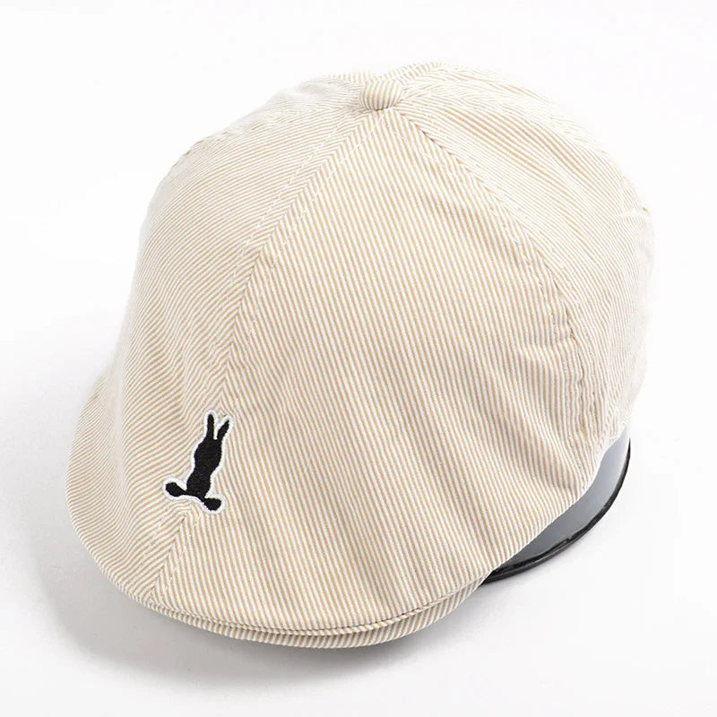 Cute Kids Striped Beret Boys Girls Solid Baseball Cap Cotton Beret Hat Children Peaked Caps