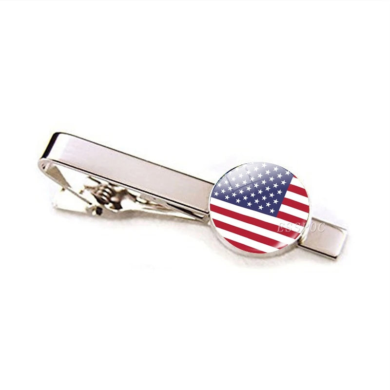 30 Countries National Flag Tie Clips Men Metal Necktie USA Flag Clip Pins Button Wedding Suit Accessories