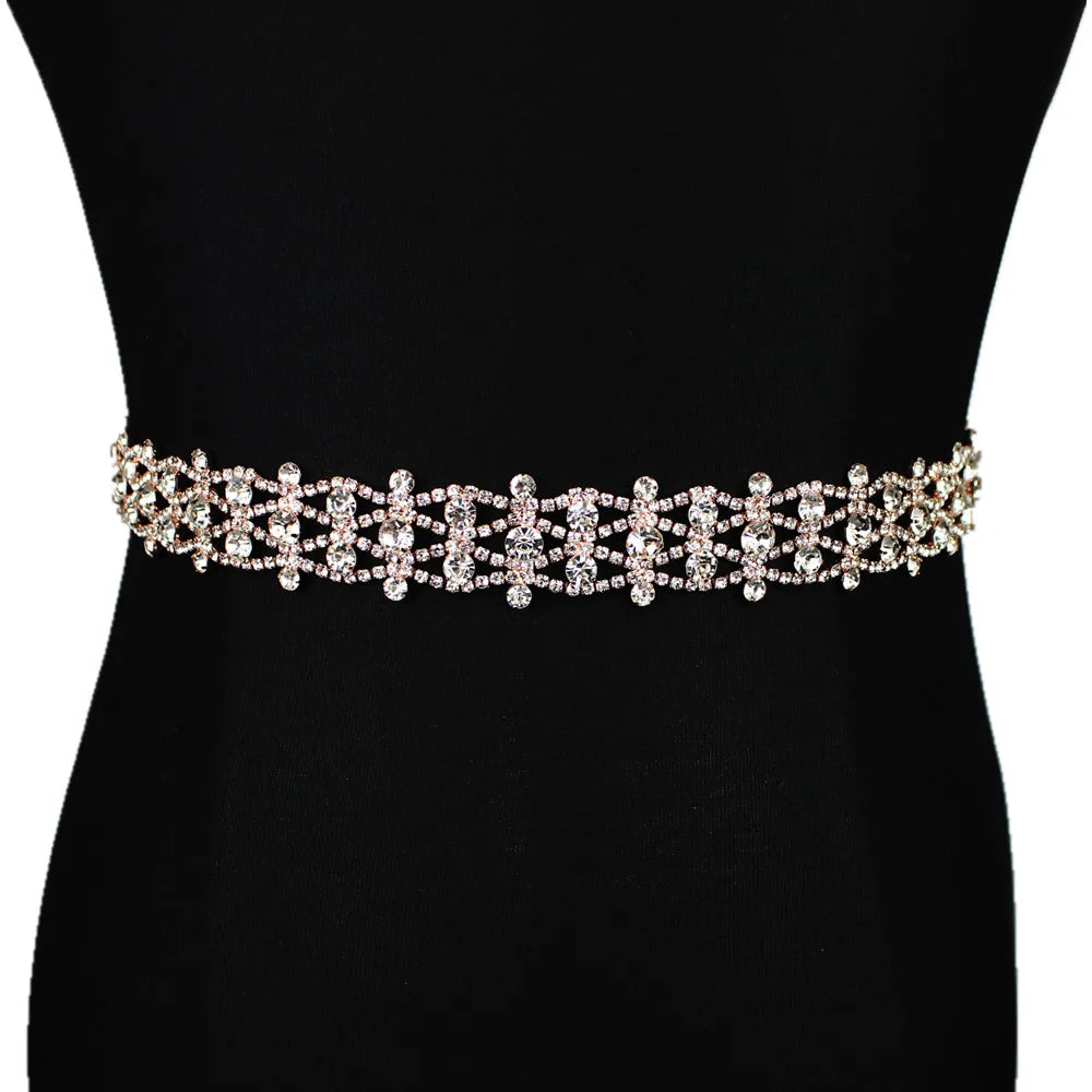 Handmade Silver Bridal Belt Rhinestone Waistband Applique for Evening Prom Dresses Wedding Decoration White Beige Sash Ribbon