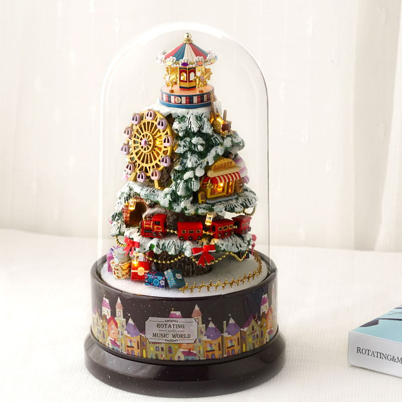 Dollhouse Miniature DIY Doll House With Furnitures Wooden House Toys for Children Birthday With Dust Cover Rotate Music 29