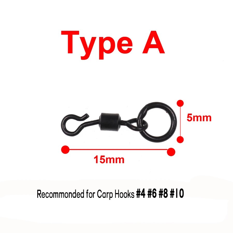 JIGEECARP 10/25pcs Carp Fishing Spinner Swivel for Ronnie Rig Quick Change Swivel Connector Carp Coarse Fishing Terminal Tackle