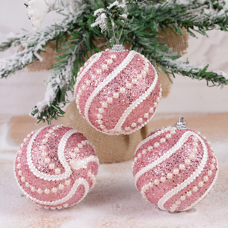 8cm Gold Foam Pearl Christmas Balls Ornament Shatterproof Hanging Christmas Tree Ball Xmas Decorations Navidad Noel