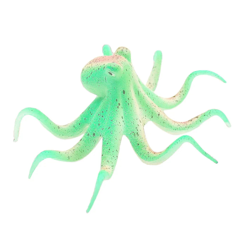 Fluorescent Artificial Octopus Aquarium Ornament With Suction Cup Fish Tank Decoration