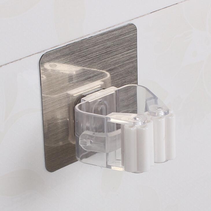 Wall Mounted Mop Organizer Holder Rack Self Sticking Brush Broom Hanger Hook Kitchen Bathroom Mops Storage Racks Drop 1pc Strong