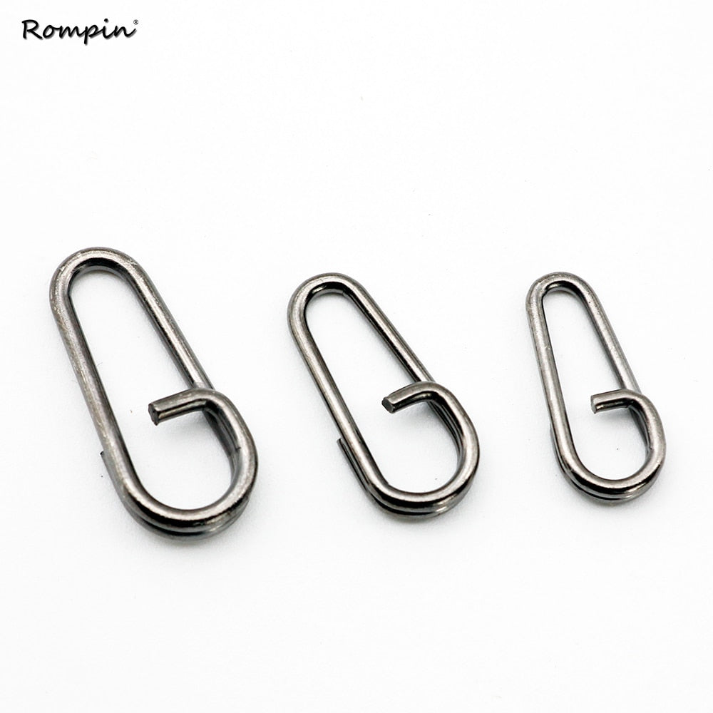 Rompin 50pcs/Lot Snap Swivel Bent Head Oval Split Rings 16mm 18mm 21mm Lure Fishing Tackle Steel Fishing Lures Split