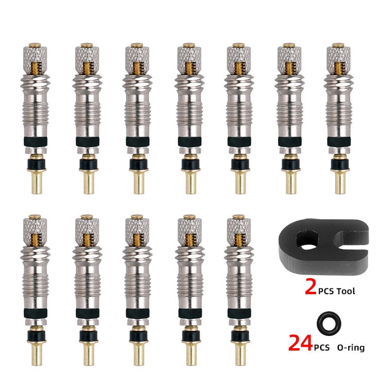 Bicycle Presta Valve Core Brass Material CNC-machined Nickel-Plated for MTB Road Tubeless Rim Nozzle Optional Metal Tool O-Ring