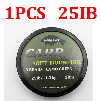 20m Carp Fishing Line Soft Hook Link Carp Hooklink Uncoated Braid Line for Hair Rig 15IB 25IB 35IB Carp Coarse Fishing Tackle