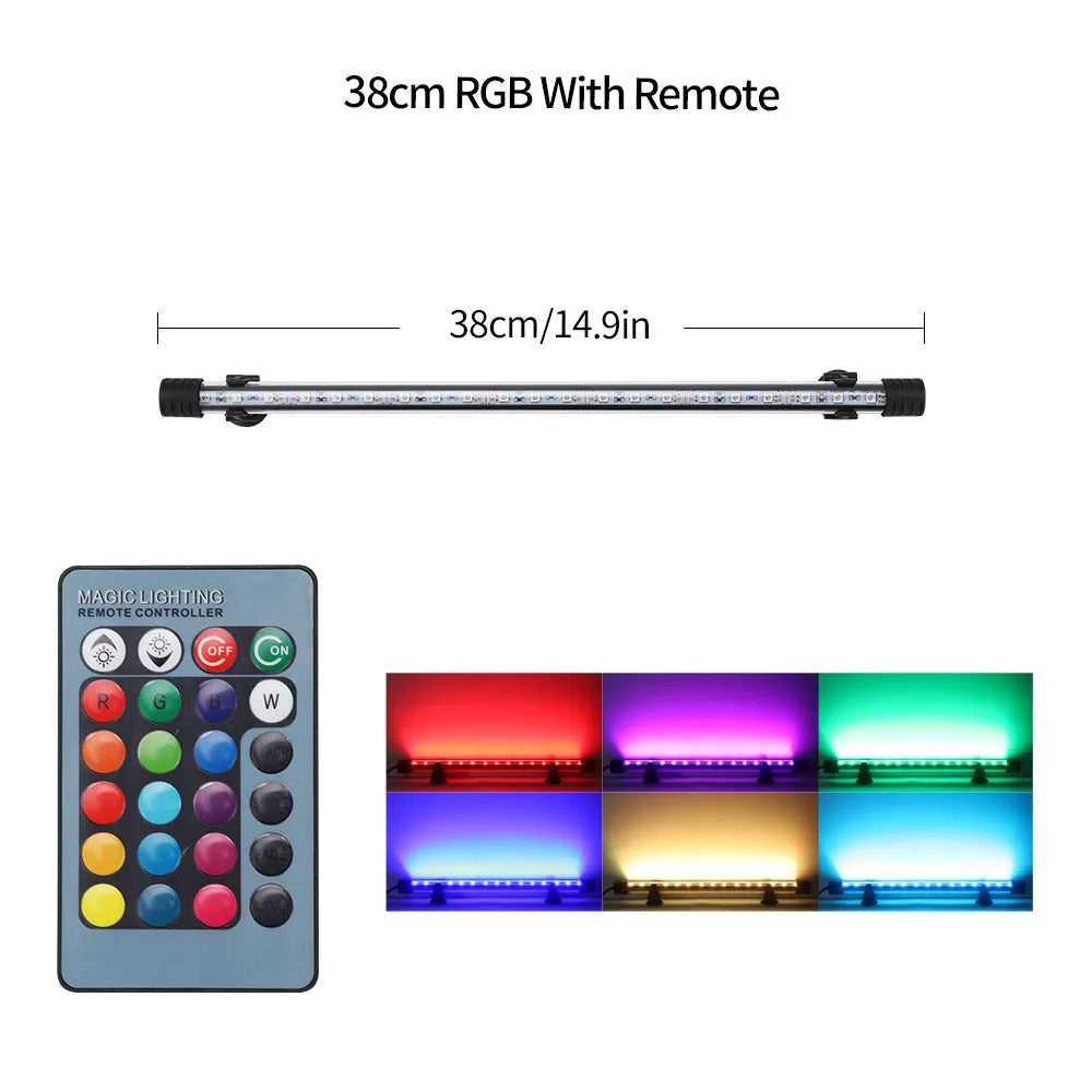 18-54cm Aquarium Light Fish Tank Submersible Light Lamp Waterproof Underwater LED Lights Aquarium Lighting