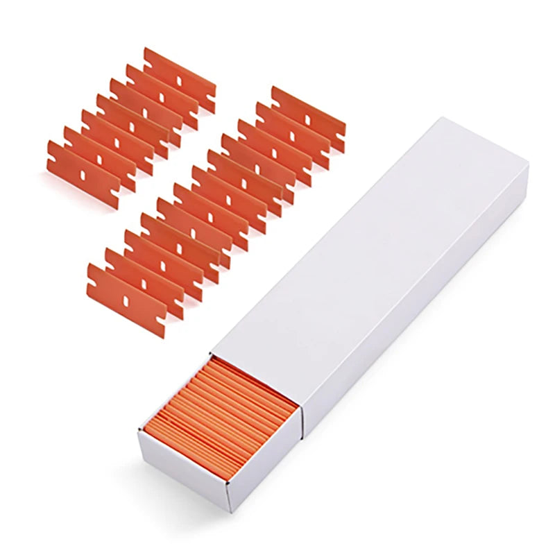 EHDIS 100pcs Double Edged Plastic Razor Blade Window Glass Clean Scraper Carbon Fiber Wrapping Vinyl Car Sticker Squeegee Tools