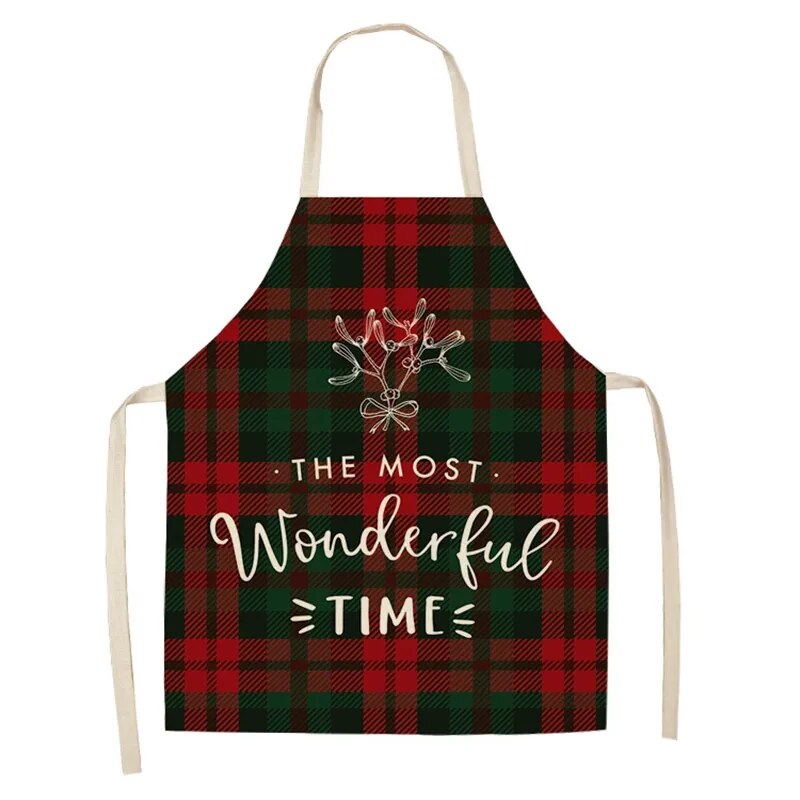 Linen Merry Christmas Apron Christmas Decorations for Home Kitchen Accessories Natal Navidad 2023 New Year Christmas