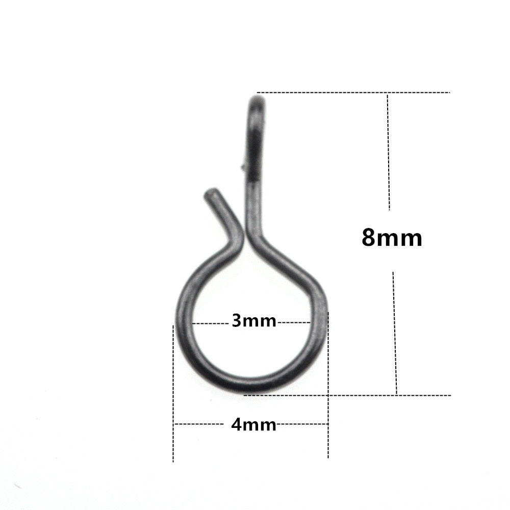 Rompin 100pcs/Bag Fly Fishing Snap Quick Connect Snap Swivel for Flies Hook & Lures Black Color High Carbon Steel Tackle
