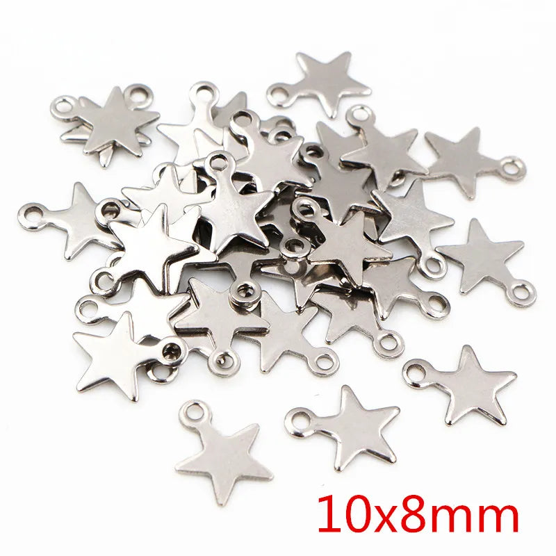 30pc/Lot 316 Stainless Steel Five-Pointed Star Cute Necklace Pendant Charms Small Cat Dolphin Fish Charms for DIY Jewelry Making
