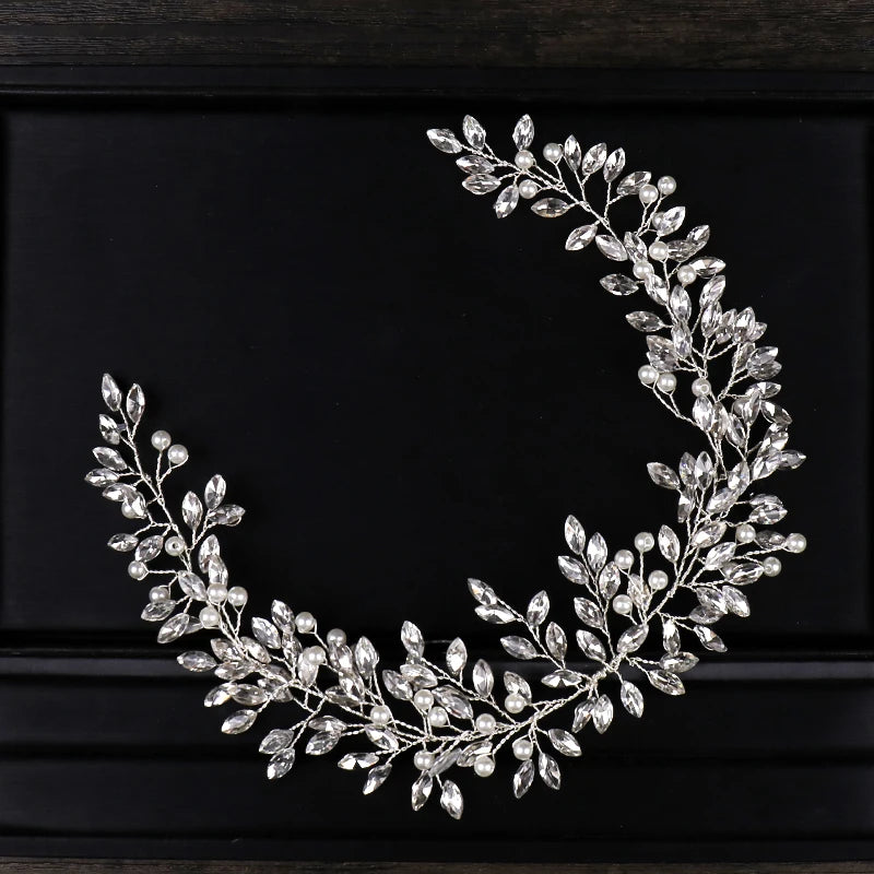 Rhinestone Crystal Headbands Wedding Hair Accessories Bridal Pearl Headband Pearl Hair Band Handmade Bridal Head Jewelry
