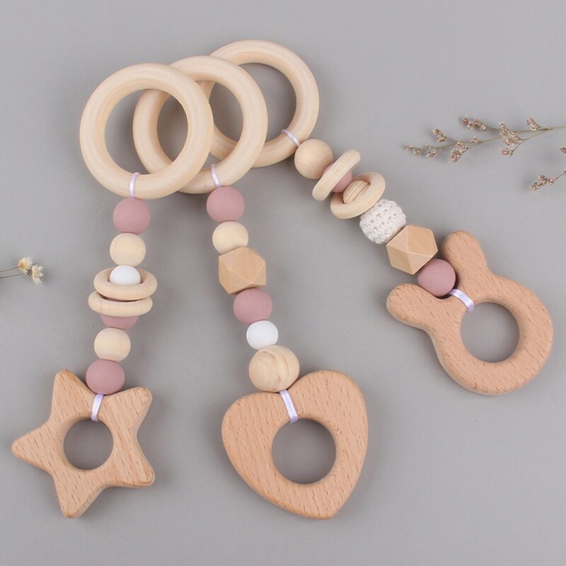 3 Pcs/Set Nordic Baby Gym Frame Game Pendants Sensory Nursery Ring-Pull Toy Wooden Clothes Rack Kids Room Decoration