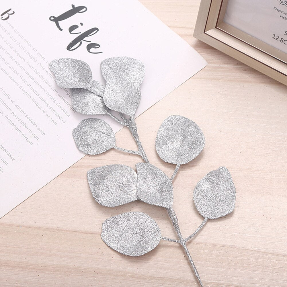 DIY Xmas Tree Garland Hanging Decor Christmas Tree Decor Christmas Hollow Christmas Glitter Tree Branches Simulated Leaves