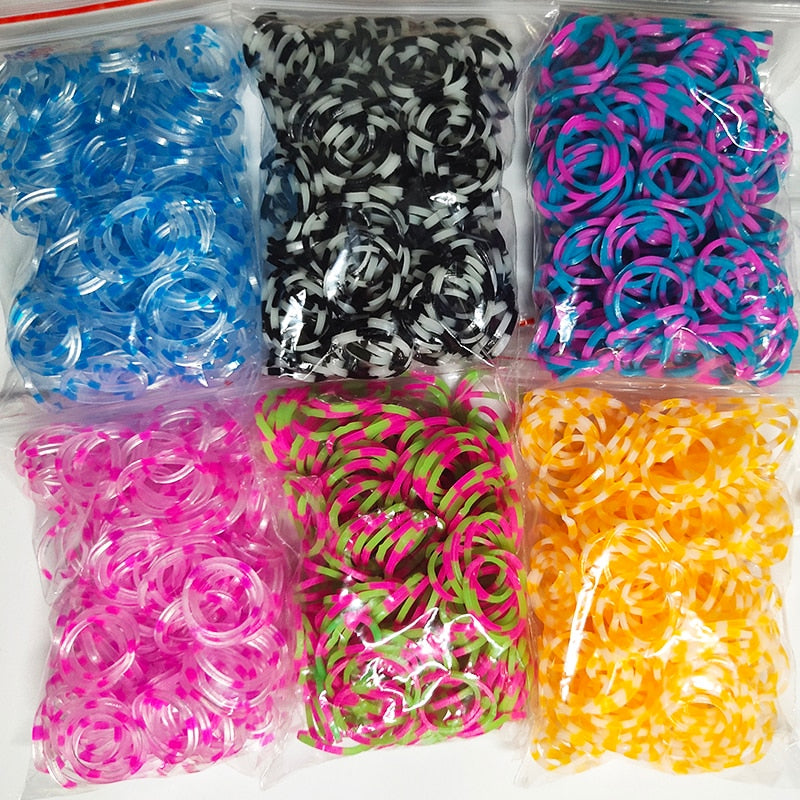 1800pcs Rubber Loom Bands Diy Toys for Kids Lacing Bracelets Girls Hair Rubber Bands Refill Make Woven Bracelet