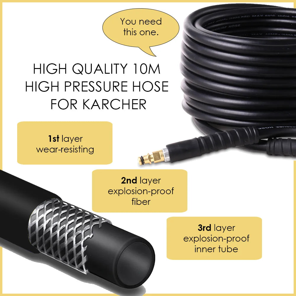10M 15M 32FT 50FT High Pressure Washer Water Cleaning Hose Kink Resistant for Karcher K2-7 M22 14mm Power Pressure Cleaner