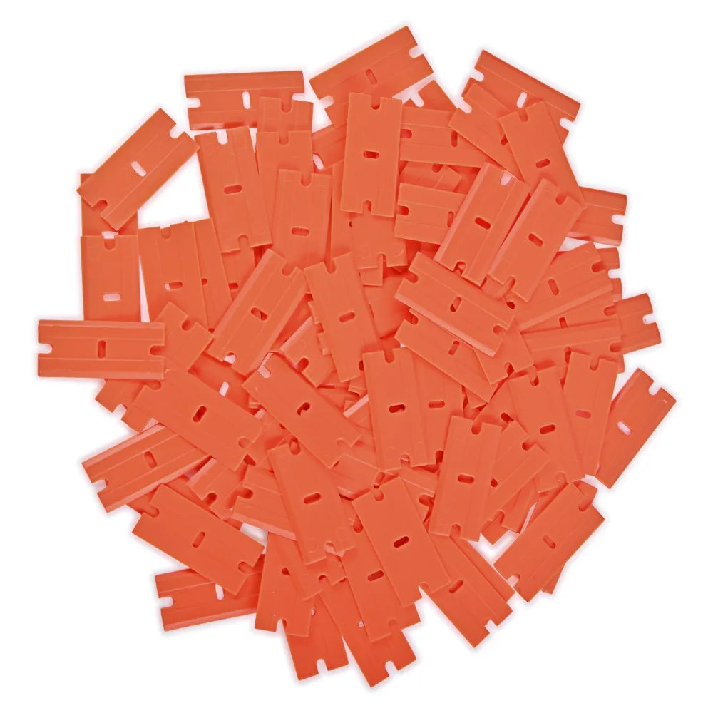 EHDIS 100pcs Double Edged Plastic Razor Blade Window Glass Clean Scraper Carbon Fiber Wrapping Vinyl Car Sticker Squeegee Tools