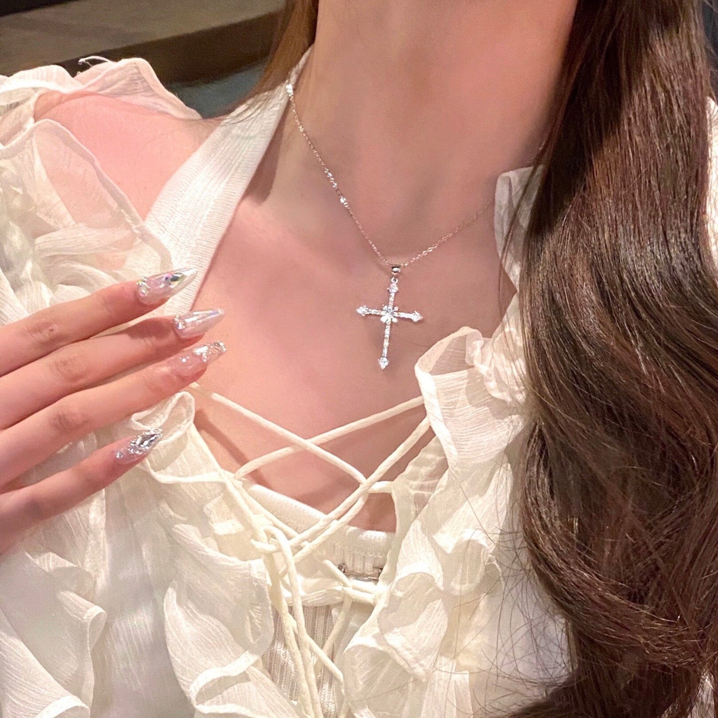 925 Sterling Silver Women Chain Christian Jewelry Cross INRI Crucifix Piece Infinity Pendants & Necklaces Christmas