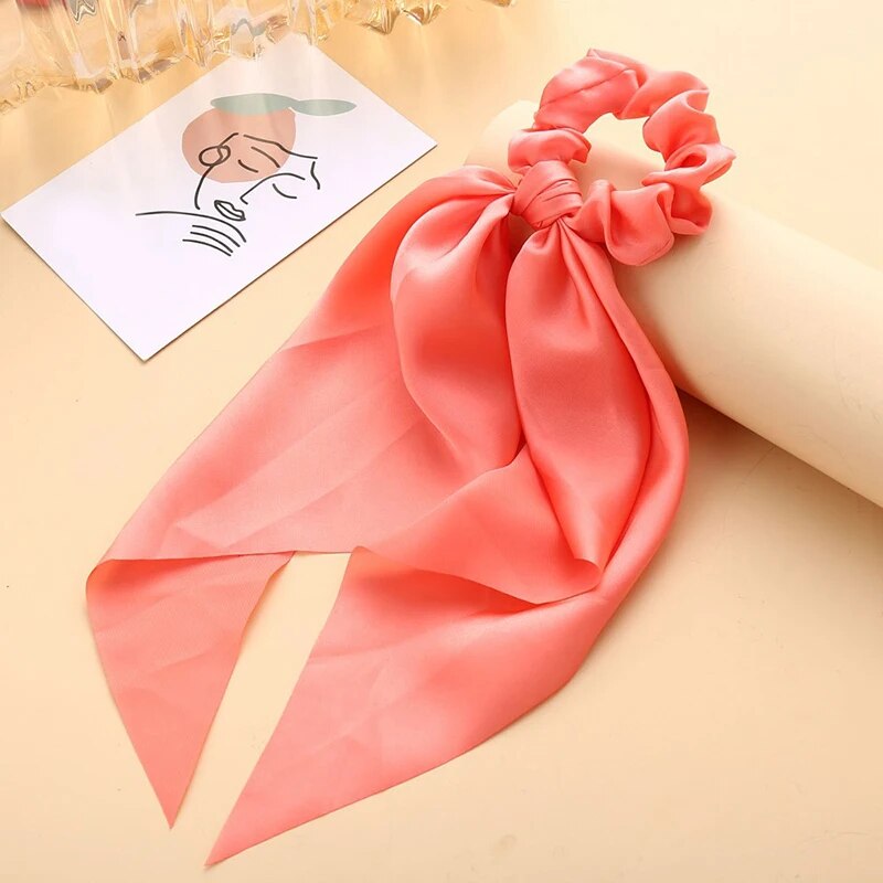 Santa Claus Bows Hair Scrunchies Long Ribbon Ponytail Scarf Hair Tie Women Girls Elastic Hair Bands Christmas Hair Accessories