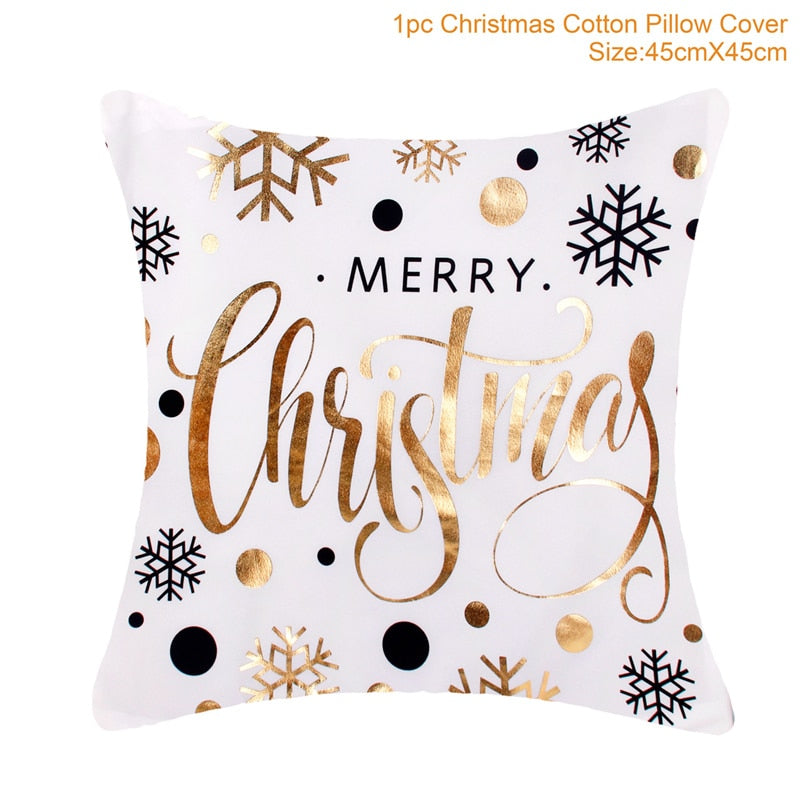 QIFU Cotton Linen Merry Christmas Cushion Covers 45x45cm Decorative Christmas Pi