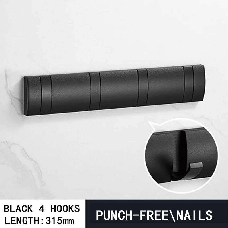 Black Golden Robe Hooks Folding Towel Hanger Nail Installation Wall Hooks C