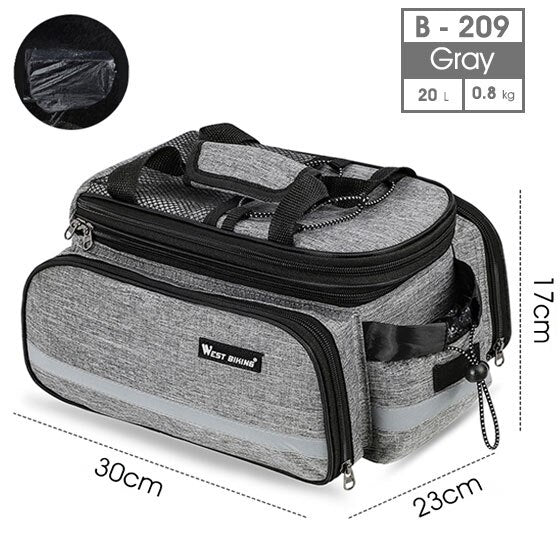 WEST BIKING Waterproof 3 in 1 Expandable Bicycle Trunk Bag Mountain Bike Rear Seat Cargo Carrier Cycling Travel Luggage Pannier