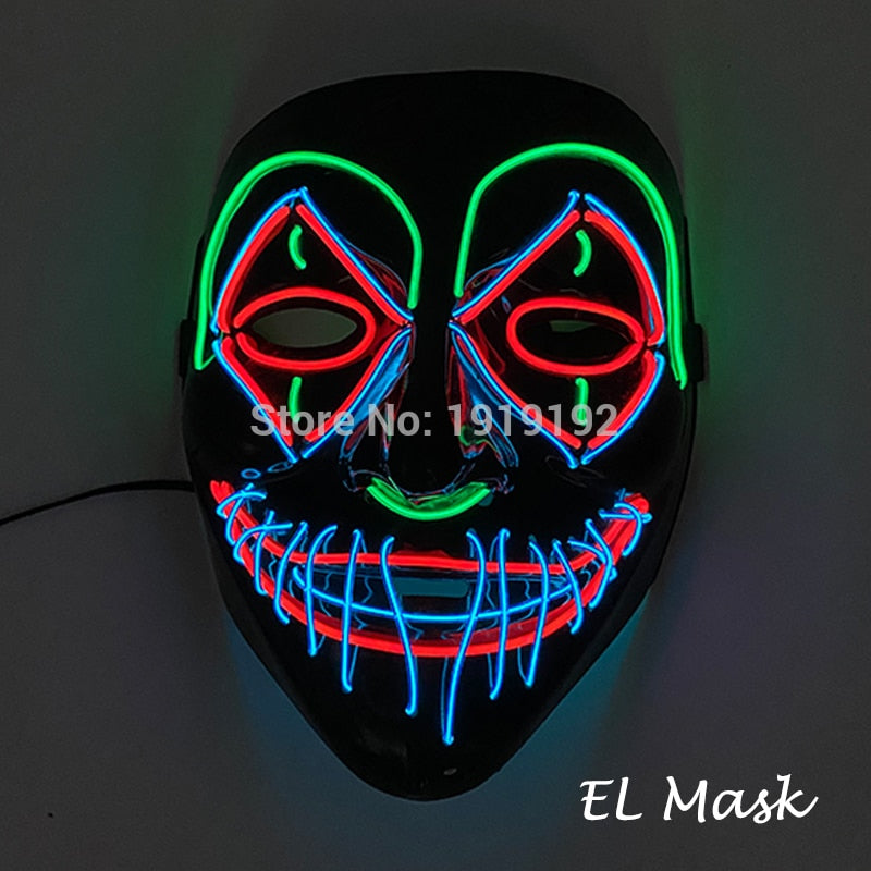 Halloween Carnival Party Costume Decoration Luminous LED Mask Halloween Mask LED Maske Light Up Party Masks for Glow Party