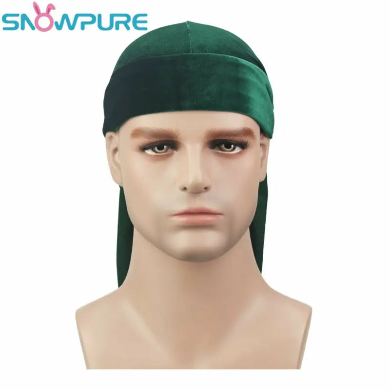 Fashion Men's Satin Durags Bandanna Turban Wigs Pirate Hat Men Silky Durag Headwear Headband