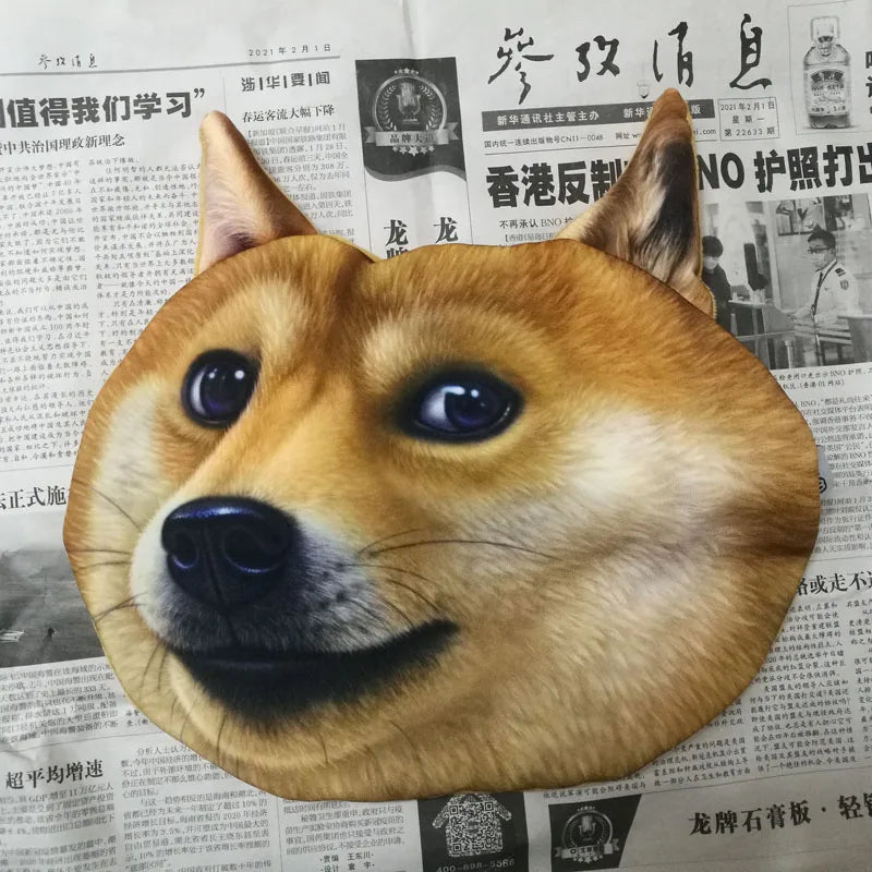 Newest 2024 3D Printed Dog Cat Face Car Headrest Neck Rest Auto Neck Safety Cushion Car Neck Support Headrest Without Filler