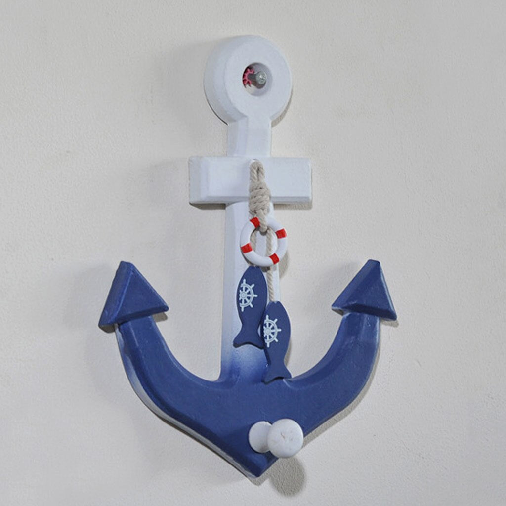 Nautical Anchor Wall Hanging Hook Buoy Fish Decor Coat Hat Door Rack