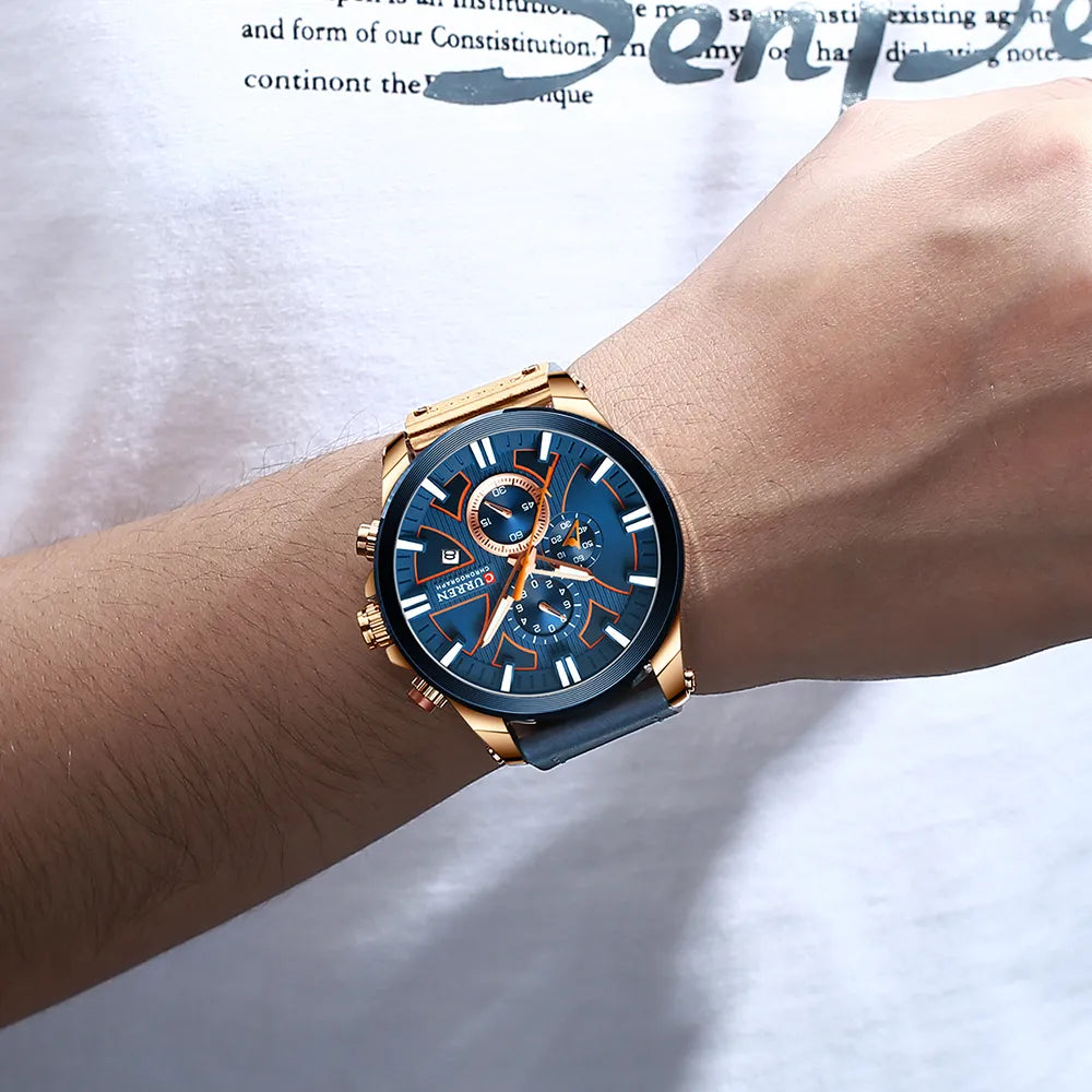CURREN Watch Chronograph Sport Mens Watches Quartz Clock Leather Male Wristwatch Relogio Masculino for Men