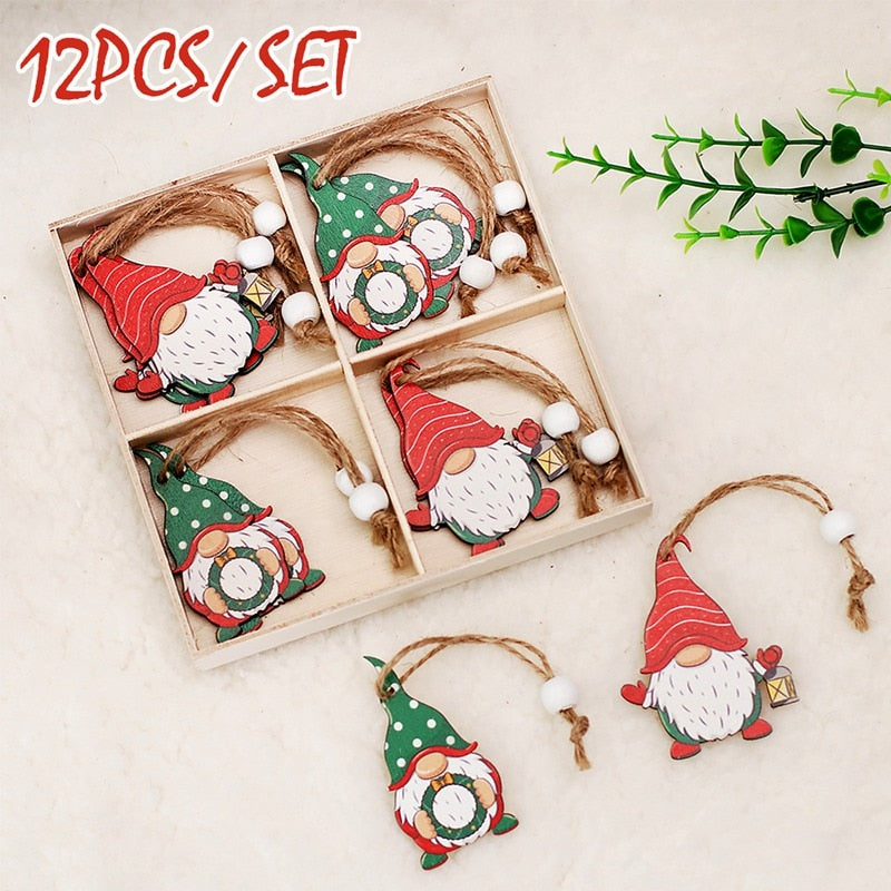 Wooden Christmas Pendant Merry Christmas Decor for Home 2023 Navidad Ornaments C