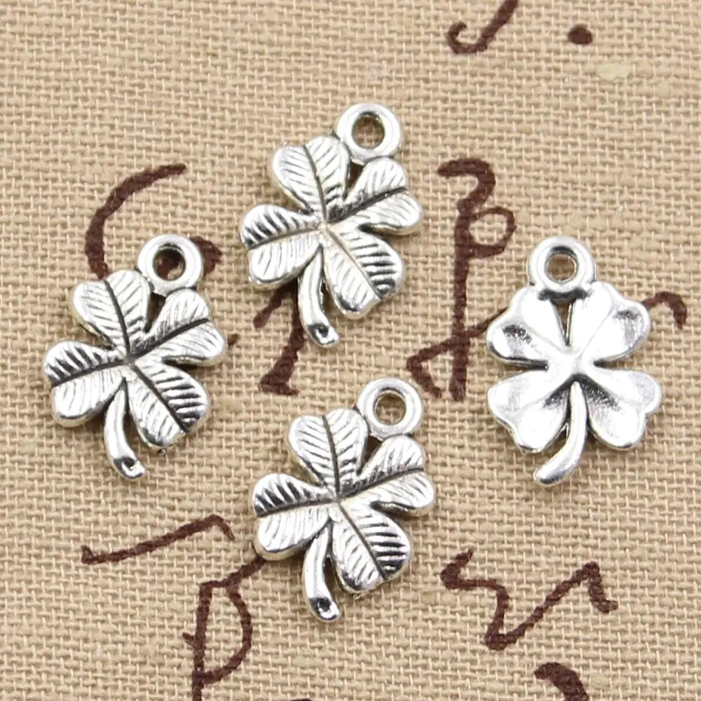 20pcs Charms Lucky Irish Four Leaf Clover 17x11mm Antique Making Pendant Fit,Vintage Tibetan Bronze,DIY Handmade Jewelry