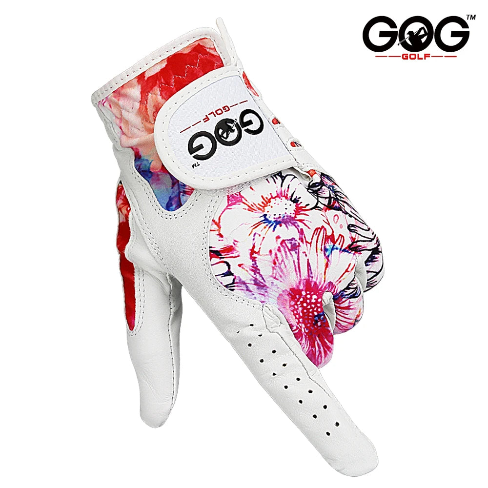 GOLF GLOVES 1 Pair GOG SHEEPSKIN Leather + Lycra Brand New Left / Right Hand for Women Lady Sports Glove