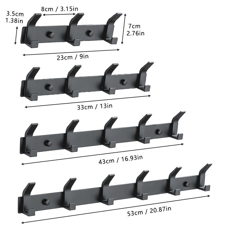Modern Hanging Hooks for Wall Aluminium Black Towel Holder Bathroom Door Clothe