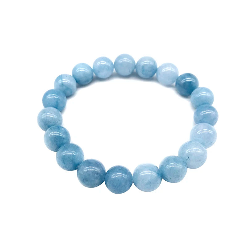 Natural Aquamari Bracelet Single Crystal Elastic Romantic Crystal Yoga Blue Bracelet Woman Jewelry 4,6,8,10,12mm Beads