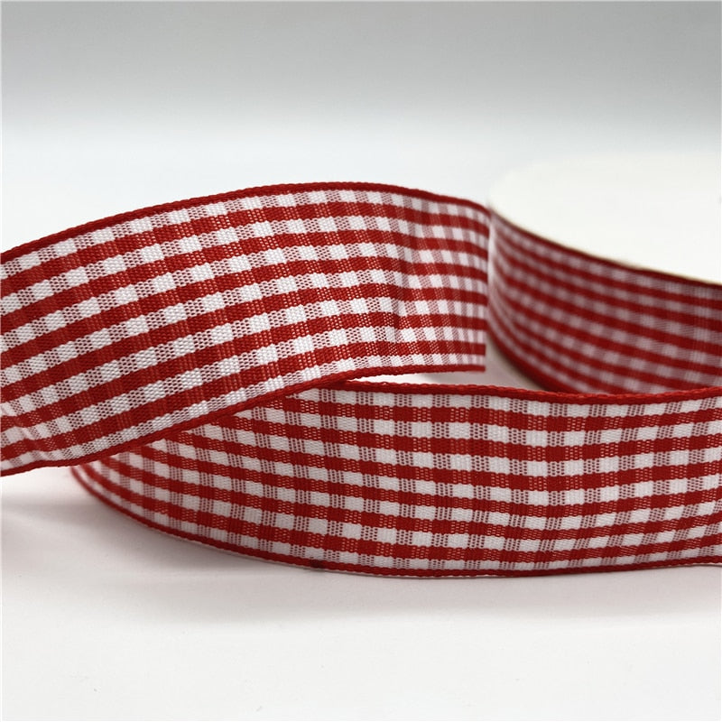 5yards/Lot 25mm Plaid Ribbon Christmas Decor Ribbon for Handmade Design Christmas Decoration DIY