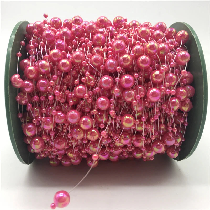 5yards Fishing Line Artificial Pearls Beads Chain Garland Flowers Wedding Christmas Decoration Brides Headgear 3mm 8mm Beads