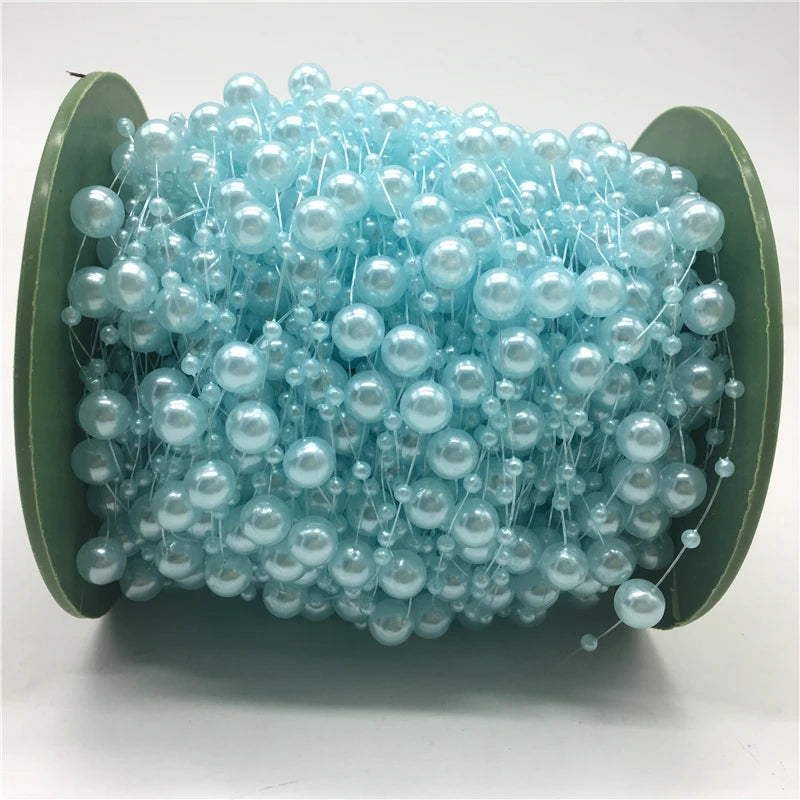 5yards Fishing Line Artificial Pearls Beads Chain Garland Flowers Wedding Christmas Decoration Brides Headgear 3mm 8mm Beads