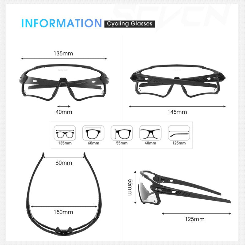 SCVCN Photochromic Bicycle Glasses Men’s Women Sports Runing Cycling Sunglasses UV400 Fishing Eyewear Mtb Bike Bicycle Goggles