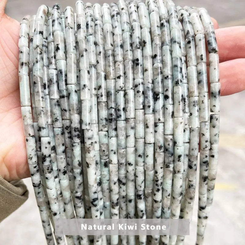 4*13mm Natural Stone Agate Jasper Turquoise Tube Shaped Beads Loose Cylindrical Bead for Jewelry Making DIY Bracelet Accessory