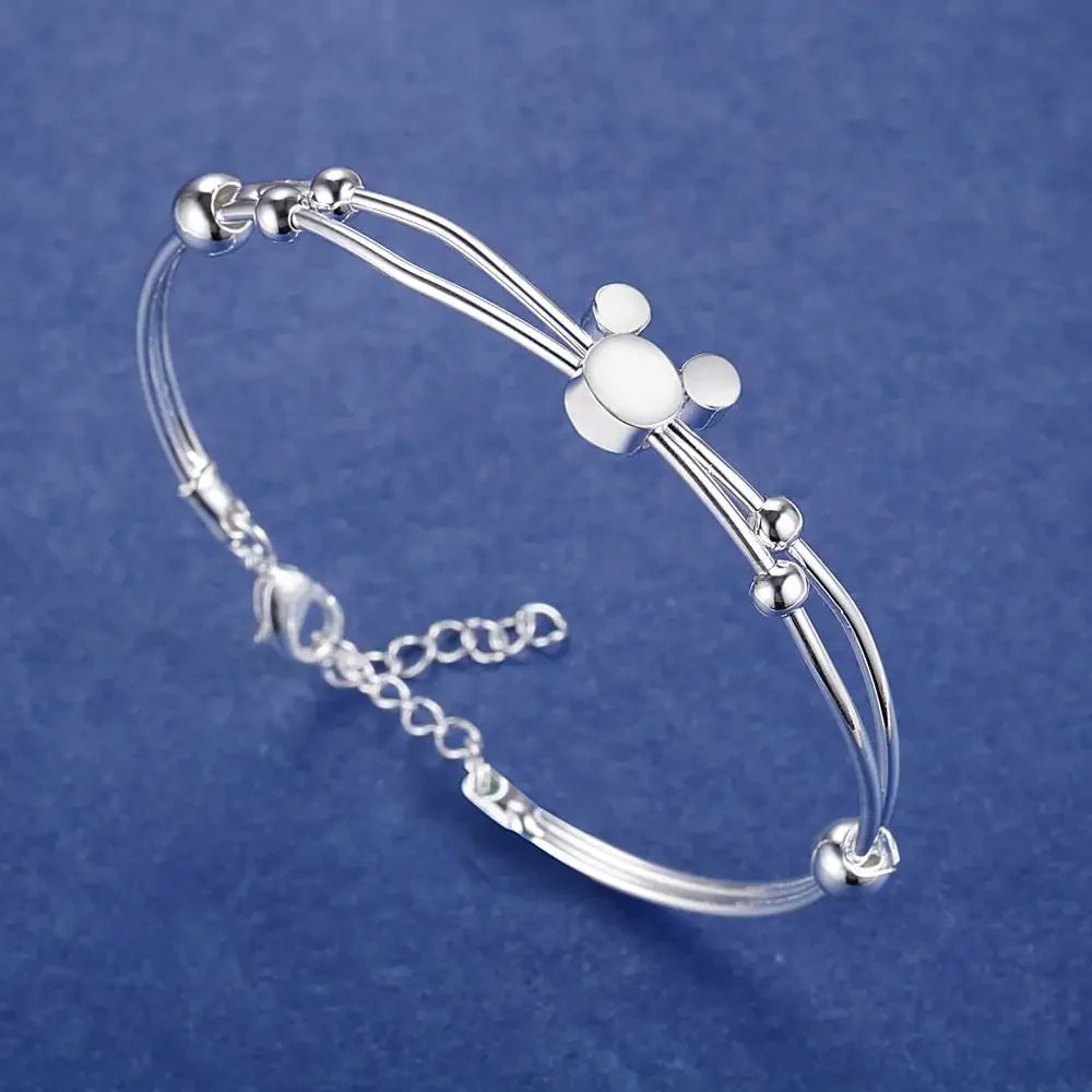 925 Silver Color Exquisite Luxury Gorgeous Fashion Wedding Women Lady Bracelet Bangle Charm Stamped Nice Birthday
