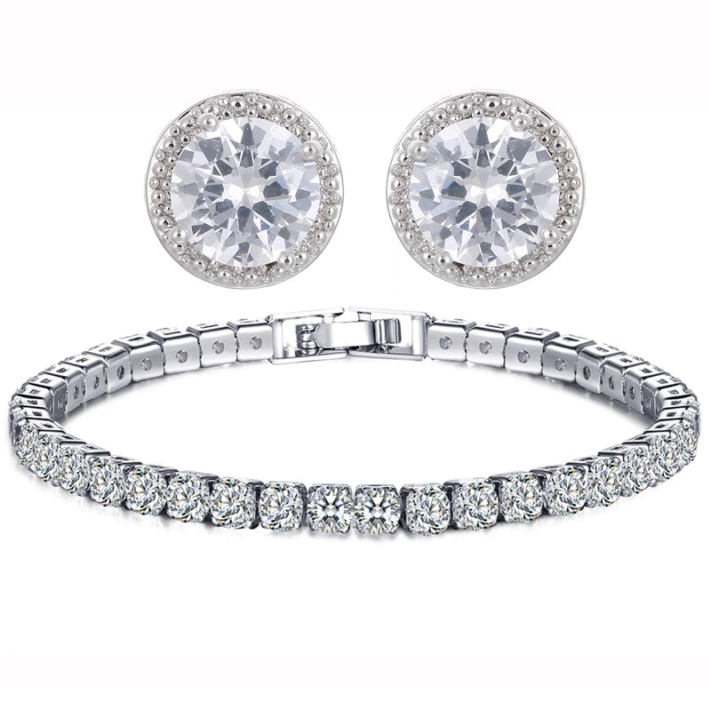 Classic Green AAA Cubic Zirconia Stud Earrings Round Crystal Girl Ear Studs for Women Multicolor Jewelry Brincos AE176