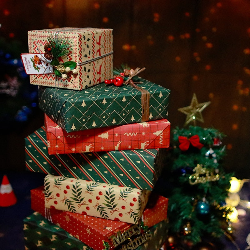 70X50cm Christmas Diy Kraft Wrapping Paper Printing Paper Christmas New Year Decoration Wrapping Paper