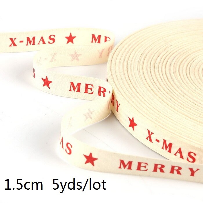 5yards Cartoon Printed Cotton Ribbons Hairbows Christmas Decoration for Home Gif